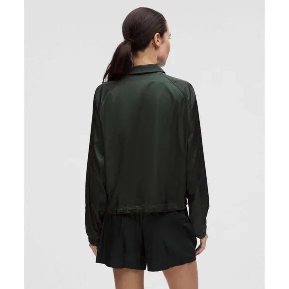 Lululemon Stretch Satin Nylon Rainforest Green Athleisure Cropped Jacket Sm - Picture 4 of 10
